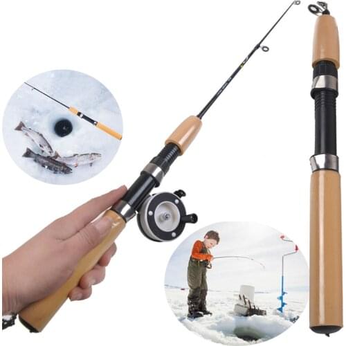 55cm 65cm 75cm Winter Fishing Rods Fishing Reels Retractable Fishing Rod Outdoor Ice Fishing Lures Tackle Spinning Casting Hard