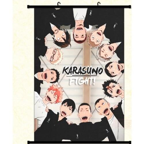 Anime Haikyuu high school volleyball Kageyama Hinata Painting Hanging Fabric Wall Poster Scroll Home Decor Cosplay 20cm*30