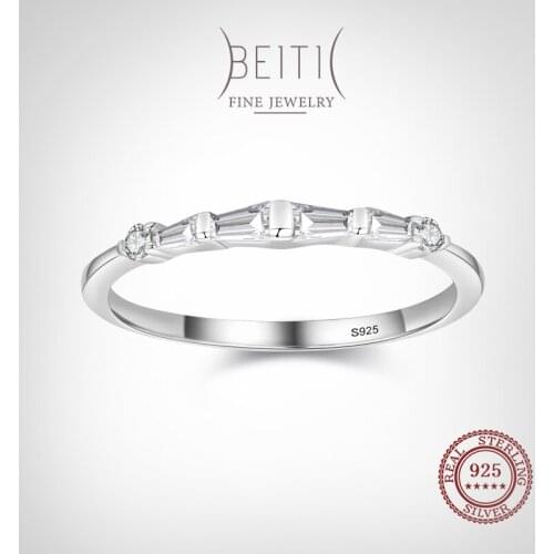 Beitil Simple Geometric Design 925 Sterling Silver CZ Stackable Finger Ring For Women Minimalist Fine Jewelry New Style