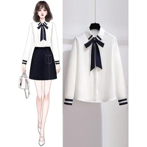 White Shirt Womens Design Sense Niche Autumn New Early Autumn Long Sleeve Chiffon Shirt Top white dress women women clothes