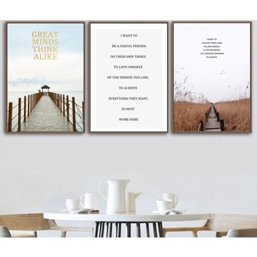 No Framed Simple Style Sea Landscape Letter Home Decor Canvas Painting Single Poster Space Wall Art Waterproof Ink For Room