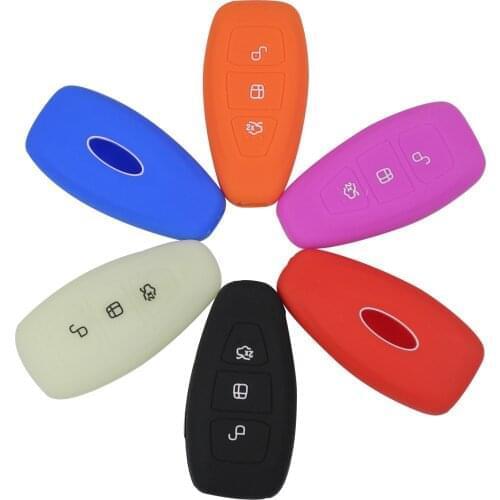 Bilchave 3 Buttons Silicone Remote Car Key Case Cover Fob For Ford Focus 3 MK3 Mondeo Fiesta Kuga Escape Ecosport 2013 2014