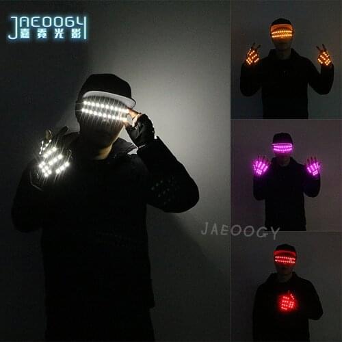 Birthday party LED Gloves Stage DJ Performance Glowing Glasses Halloween Night Field Fluorescent Dancing Lights Costume Props