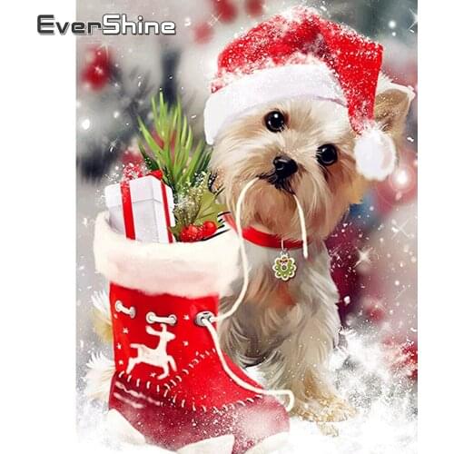 EverShine Diamond Embroidery Christmas Handicrafts 5D Diamond Painting Dog Mosaic Picture Of Rhinestones Cartoon Handmade Hobby