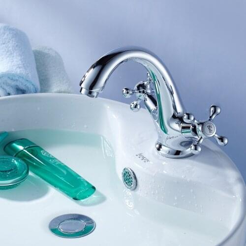 European wholesale plated faucet hot and cold taps all copper basin undercounter basin faucet hands round