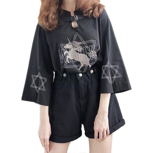 Chinese Style T Shirt Traditional Mandarin Belt Collar Women Vintage Party Fashion T-shirt Geometric Print Half Sleeves Tee Top