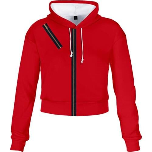 Money Heist House of Paper La Casa De Papel Crop Top Hoodies Long Sleeve Pullover Hooded Sweatshirt Casual Tracksuit Cosplay