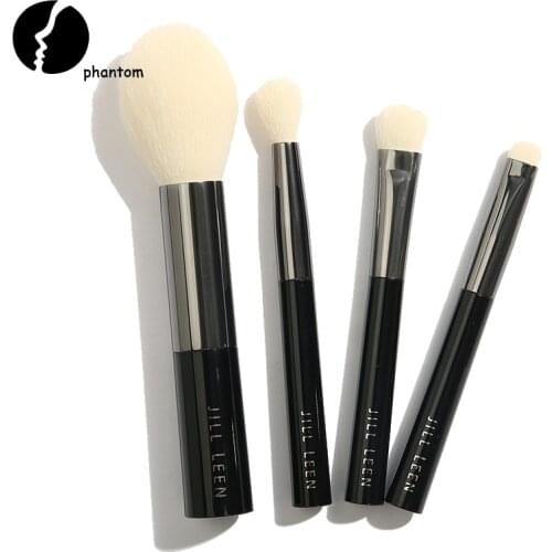 4PCS/Set Portable Mini Imitation White Goat Hair Makeup Brush Bright Black Face Powder Brush Eye Shadow Brush Travel Cosmetic