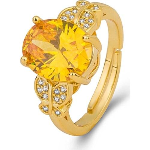 Yellow Amethyst Ring Real14k Yellow Gold Emstone Rings for Women Wedding Engagement Jewelry Gorgeous Promise