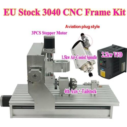 4030 3040 CNC Router Frame Kit 2.2KW VFD 1.5KW Air-Cooled Square Spindle Motor 4th Axis CNC Engraving Machine Frame Ball Screw