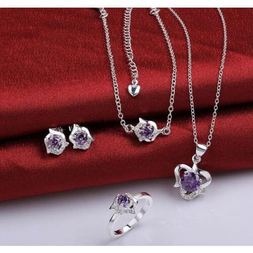 925 sterling silver jewelry set, fashion jewelry set A034-B Earring 493 Necklace 517 Ring 381-8 /imjardqa ijwarbda S781-C