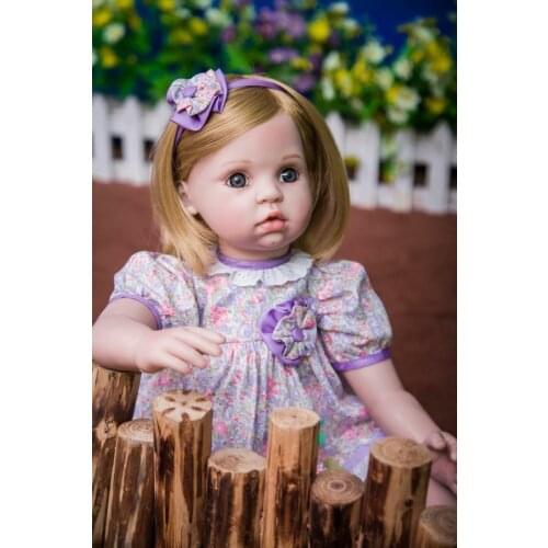22'' Reborn Blonde Hair Toddler Fake Baby Cute Girl Doll Vinyl Newborn Bebe Gift Reborn Baby Boy Girls Toys