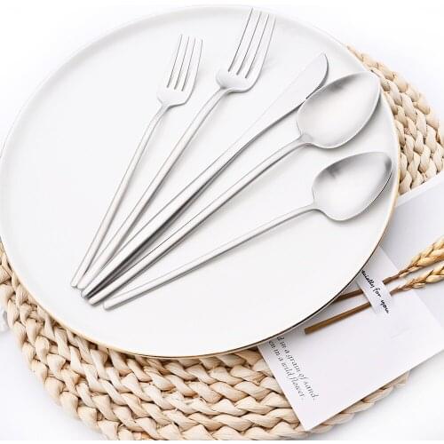 Simplicity Cutlery 304 Stainless Steel Silver Wedding Kitchen Dinnerware Set Knife Fork Dessert Spoon Chopsticks Gift Tableware