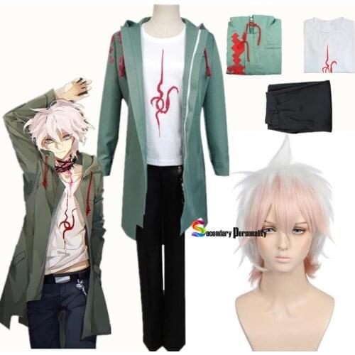 New Anime Danganronpa 2 Nagito Komaeda-Anime Cosplay Costume Jacket T-shirt Set Mens and Womens Halloween Costume