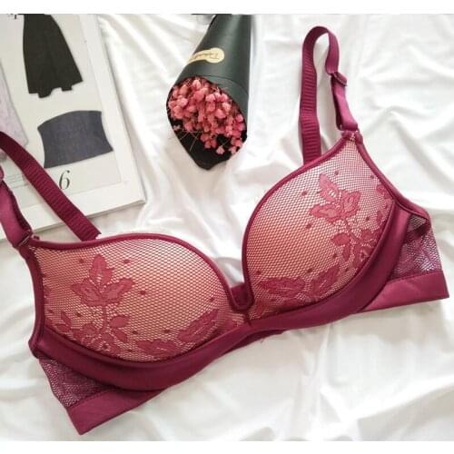New Bra Without Rims Ladies Sexy Lace Cotton Cup Underwear Soft and Comfortable