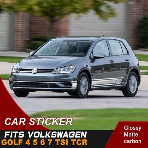 Fit For VOLKSWAGEN GOLF 4 5 6 7 TSI TCR Car Decals Car Side Door Stripe Racing Vinyl Graphic Cool Car Decoration Stickers
