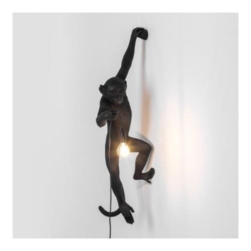 Resin Black White Gold Monkey Lamp Pendant Light For Living Room Lamps Art Parlor Study Room Led Lights lustre With E27 Led Bulb