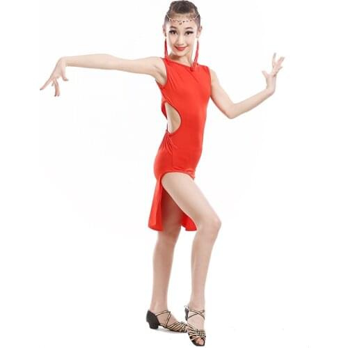 Simple Sexy Latin Dancing Dress Short Children Red Flamengo Dress Adult Rumba/samba Dance Costume Competition Dresses 18