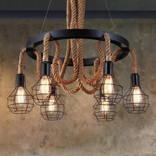 North American Country Hemp Bar Restaurant Restaurant Chandelier Loft Retro Cafe Chandelier deco chambre