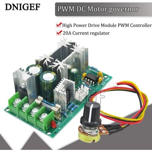 PWM DC Motor Speed Controller Switch DC 20A Current Voltage Regulator 10-60V PWM High Power Drive Module 60A 12V 24V 36V 48V