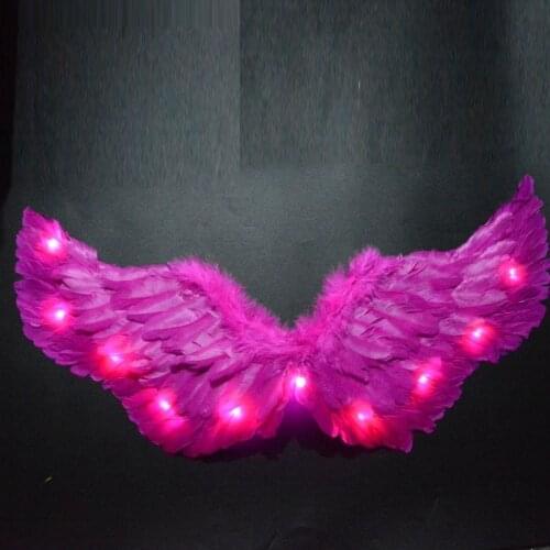 LED Glow Light Cute Sweet Red Rose Pink Angel Fairy Feather Wings Birthday Carnival Gift Child Flower Girl Adult Party Supplies