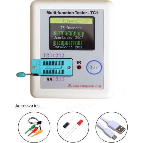 LCR-TC1 Transistor Tester 160*128 TFT LCD Color Display Graphic PNP NPN Diode Triode Capacitance Meter Resistor test Multimeter