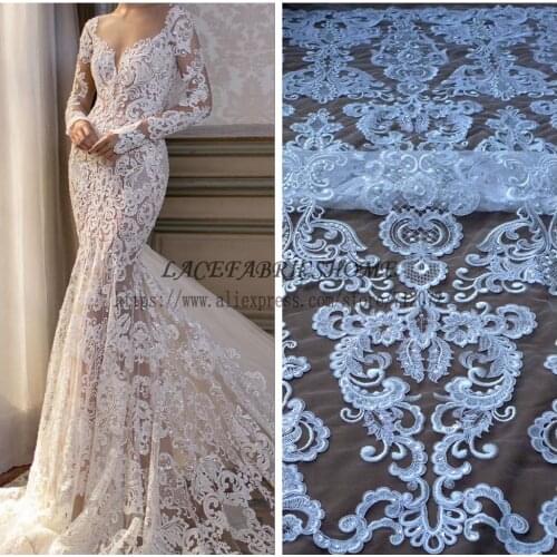 Fashion wedding style hight quality rayon sequins cord embroidered wedding/ evinging dress lace fabric 1 YARD