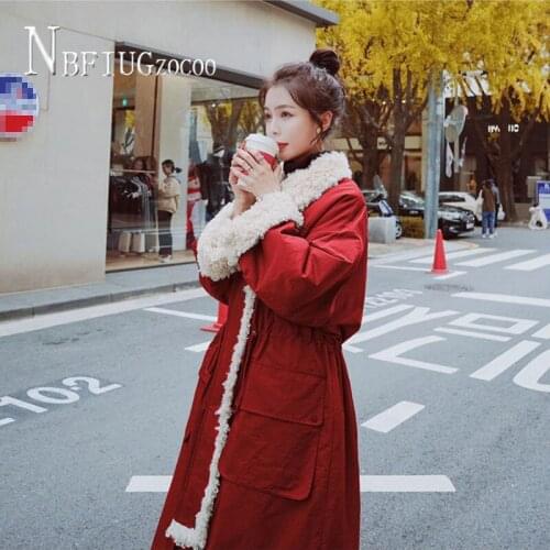 Grey Red Khaki Black Color Women Parkas Imitation Lambswool Female Jacket