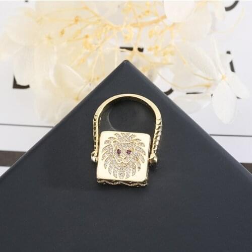 Punk Lady Lion Ring Chunky Square Gold Color Fashion Jewelry Rings For Women Zirconia Accesorios Mujer Zk30