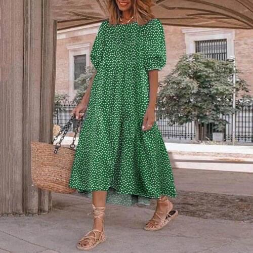Women Dress Summer Short Sleeve Polka Dot Print Dress 2021 Summer Holiday Sundress Sexy Party Long Dresses Plus Size Robe