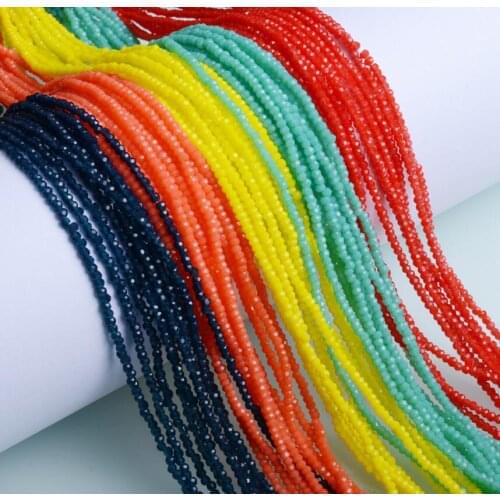 190-200 Pcs /strand Colorful 2mm Crystal Rondell Faceted Glass Beads Small Beads Sead Beads for Jewelry Making Diy