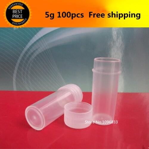 100PCS Free Shipping 5g 5ml Tablet Bottles Plastic Clear Pills Capsule Bottle With Screw Lid Small Medicine Sample Container