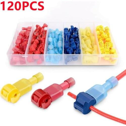 120PCS Box Wire Cable Connectors Terminals Crimp Scotch Lock Quick Splice Electrical Car Audio 22-10AWG 0.5mm-6mm2 Kit Tool Set