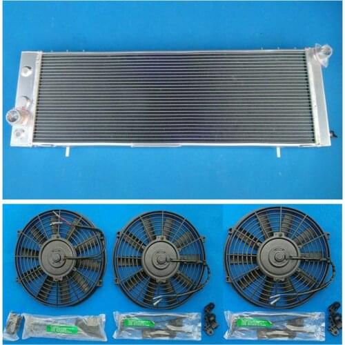 3-ROW FULL ALUMINUM RACING RADIATOR+3*Fan 1984-1990 For JEEP CHEROKEE/WAGONEER 2.8L/4.0L l6/V6 1984 1985 1986 1987 1988 1989 190