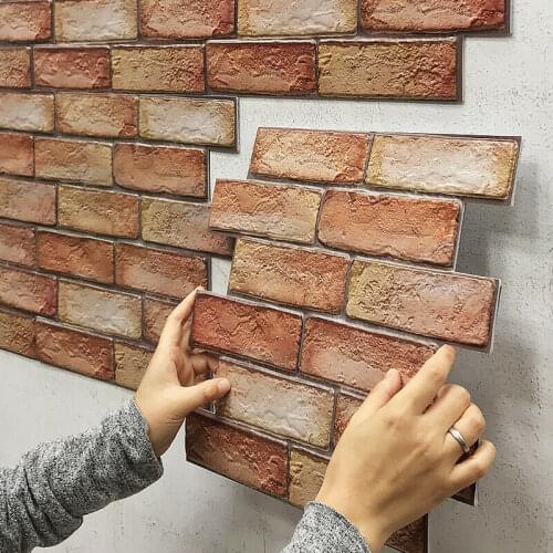 3D Pvc Imitation Brick Wall Stickers Paper Brick Stone Wallpaper Rustic Effect Self-adhesive Bathroom Kitchen Sticker Home Decor