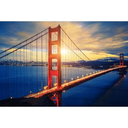 5d full Square Golden Gate Bridge Christmas Picture Diamond Mosaic Embroidery 3D City Night Scene Diamond Painting Room Decor