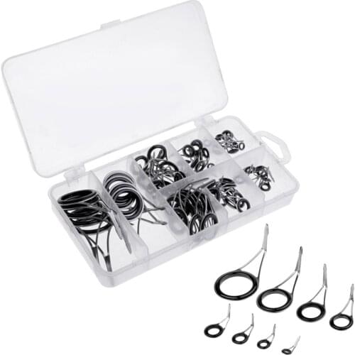 70Pcs Fishing Rod Guides Eye Rings Set Tips Repair Kit DIY Building Rod Part