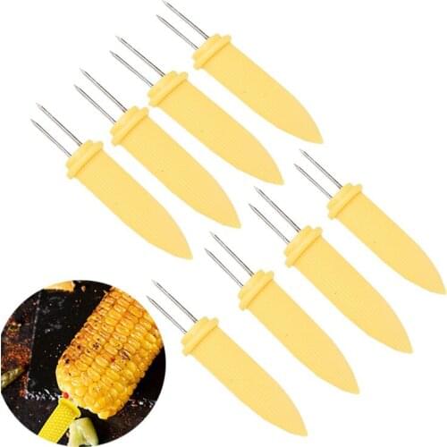8PCS Corn Roasting Needle Barbecue Tools Outdoor BBQ Camping Supplies Round Roast Skewers Stick Barbeque Skewers Kitchen Utensil