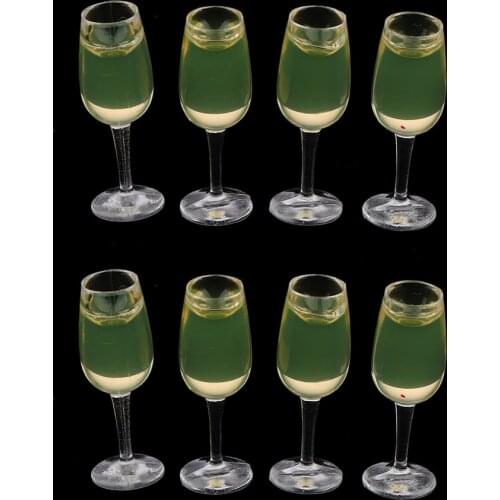 8 Pieces Miniature Wine Glasses Champagne Cup for 1/12 Dolls House Accessories Kitchen Garden Decor