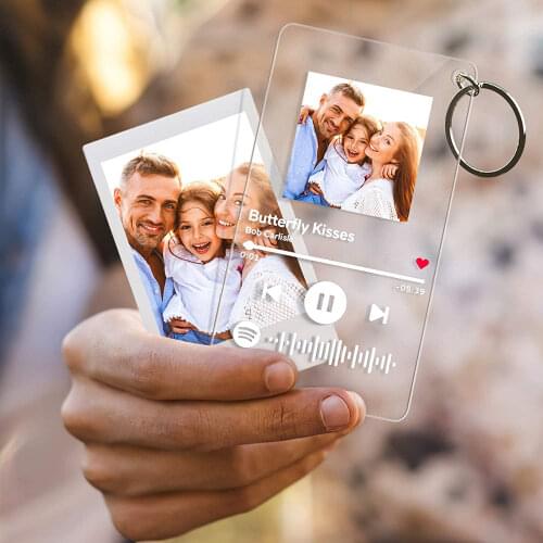 YAZI Personalized Scan Spotify Code HD Photo Acrylic KeyChain Customize Song Playback Interface Plaque Album Cover Photo Keyring