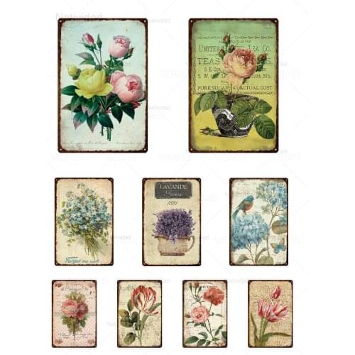 Flower Vintage Metal Sign Tin Sign Decorative Plaque Garden Living Room Club Decor Wall Decoration