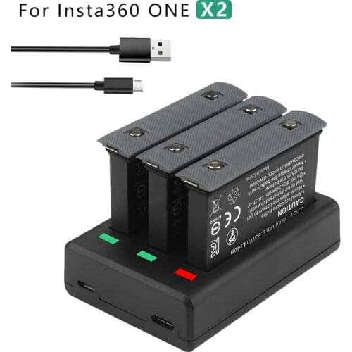 For Insta360 One X2 Battery 1800mAh Universal Three Card Slots Batteries Charger for Insta 360 One X 2 Action Camera Accessories