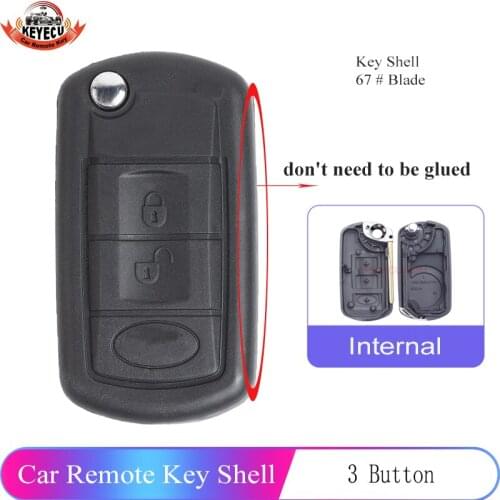 KEYECU Flip Remote Car Key Shell Case Fob 3B for Land Rover LR3 Discovery Range Rover 2005 2006 2007 2008 2009 2010 67# Blade