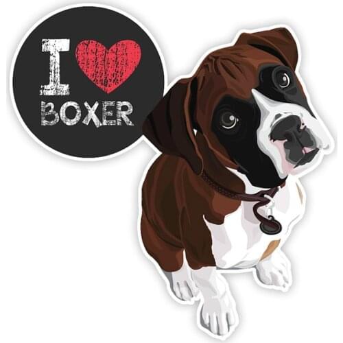 Hot Cartoon I Love My Boxer Dog Car Sticker Vinyl Auto Motorcycle Decals Bumper KK Decal PVC 15cm*15cm