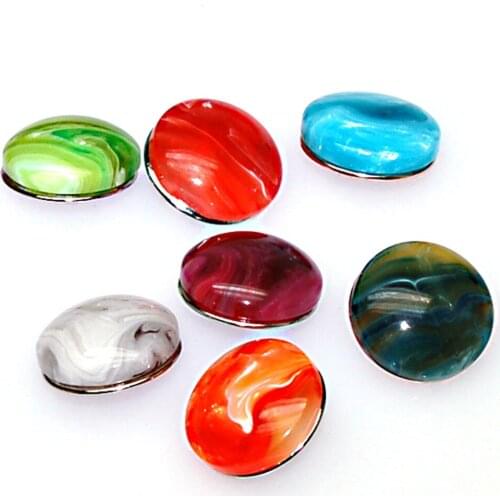 18mm Random Color Resin Cabochon Snap Buttons Charm For DIY Snap Button Charm Bracelets Jewelry Findings & Components