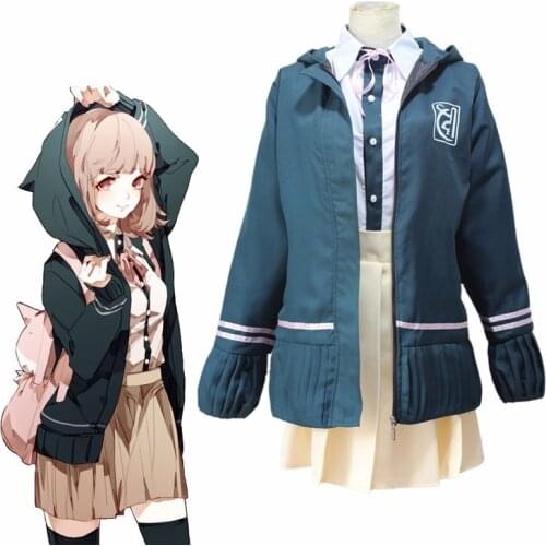 Danganronpa 2 Nanami ChiaKi Cosplay Costume Dangan Ronpa Full Set Cosplay School Uniform with Wigs Girls Sailor Suit Party Dress