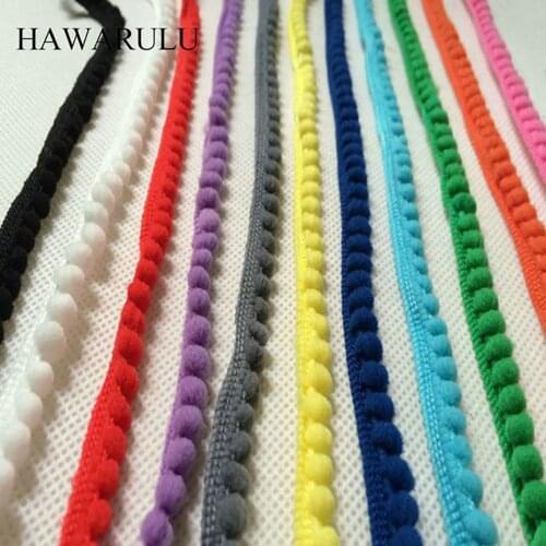 50yards Pom Pom Trim Ball 12mm Pompom Fringe Ribbon Sewing Lace Kitted Fabric Handmade Craft Clothing Skirt Cap Accessories