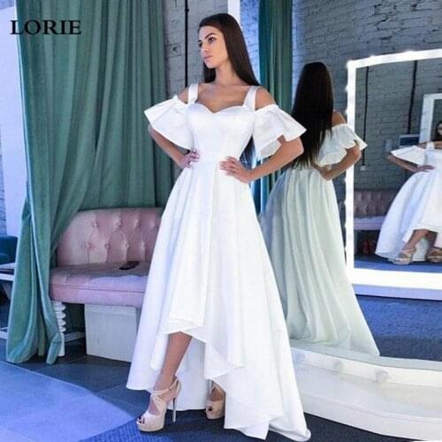 LORIE A Line Princess Wedding Dress Stain High Low Flare Sleeve Bride Dresses 2020 Boho Vestido de noiva Custom Made