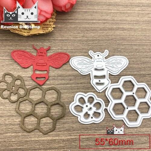 Reunion Bee Honeycomb Stitched Metal Cutting Dies DIY Scrapbooking Stamps Craft Embossing Making Stencil Die Cuts Decor New 2020