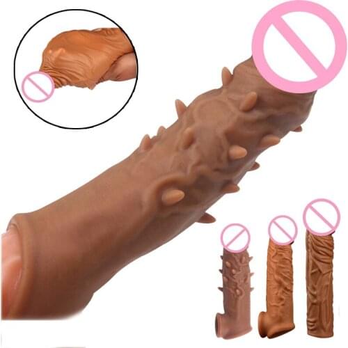 Reusable Penis Extender Penis Sleeve Male Big Cock Enlargement Penis Barbed Condoms for Men Sex Dildo Enhancer Delay Ejaculation